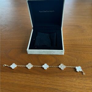 Van Cleef & Arpels Gold and White Clover Bracelet - copy